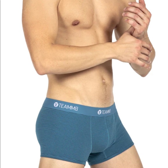 Mens Small NWT TEAMM8 Teal Super Low Stripe Boxer Brief - Picture 2 of 9